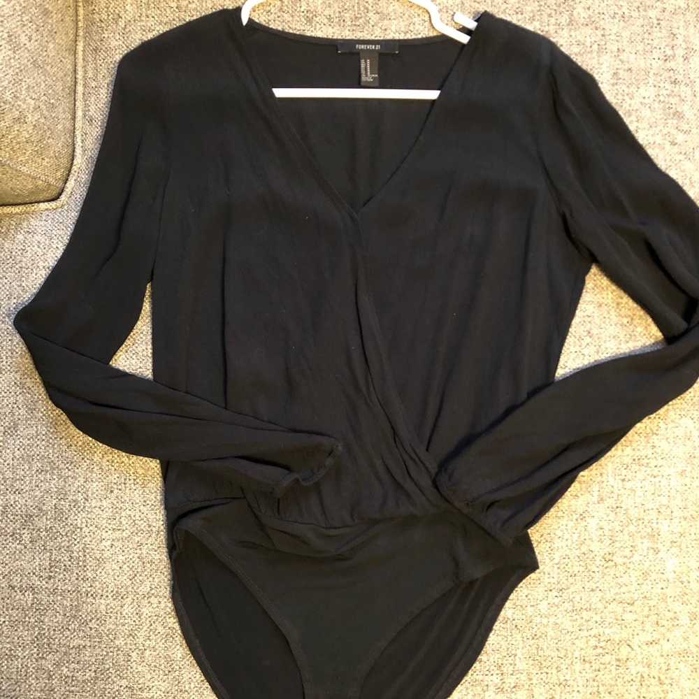 Black v neck body suit